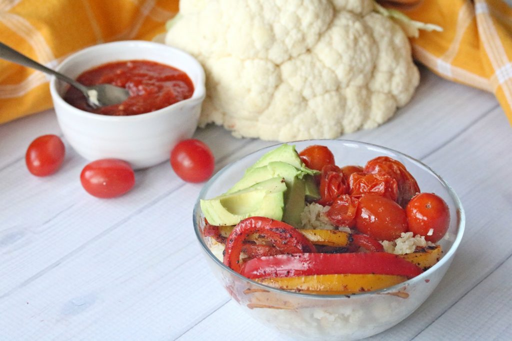 veggie fajitas with cauliflower rice