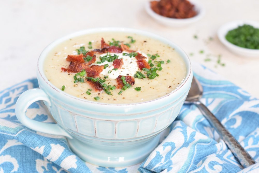 instant pot loaded cauliflower soup from Living Loving Paleo